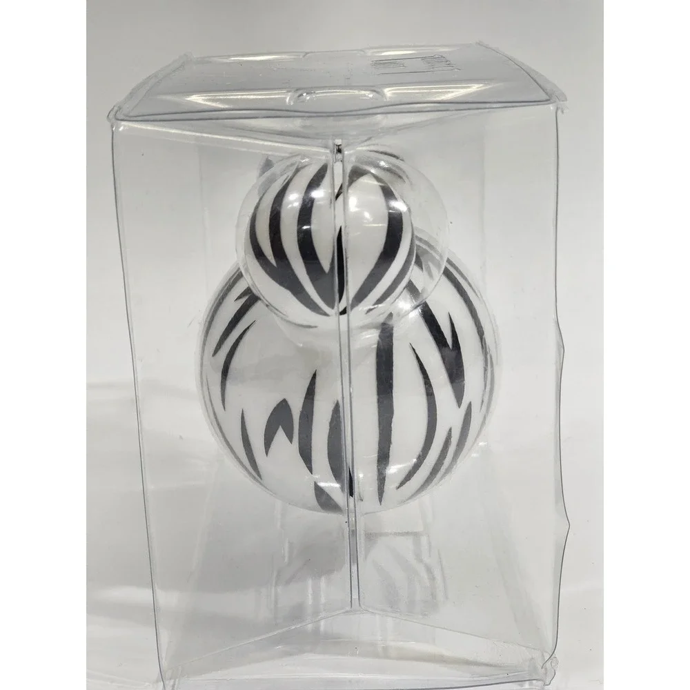 Disney Parks Animal Kingdom Mickey Mouse Head Zebra Glass Ornament Black White